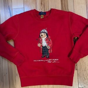 Polo by Ralph Lauren Red Crewneck Sweater with Bear Design